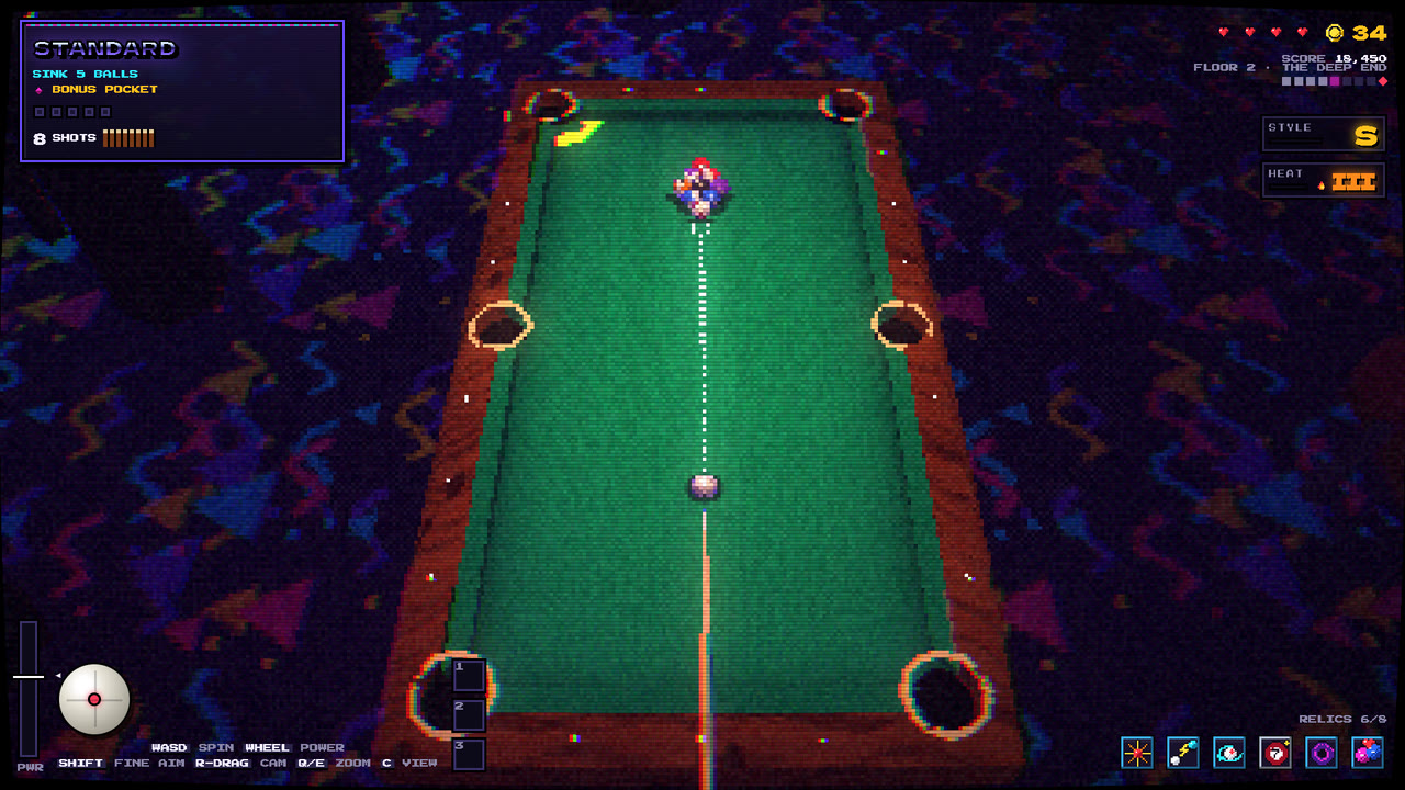 A table mid-run with relics, style and heat